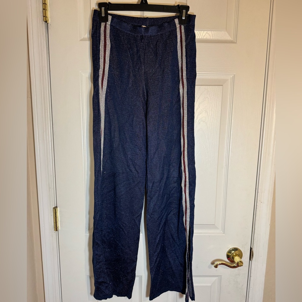 Circus‎ Hotel Womens Cotton Knit Metallic High-Rise Wide Leg Pants Size 38/8